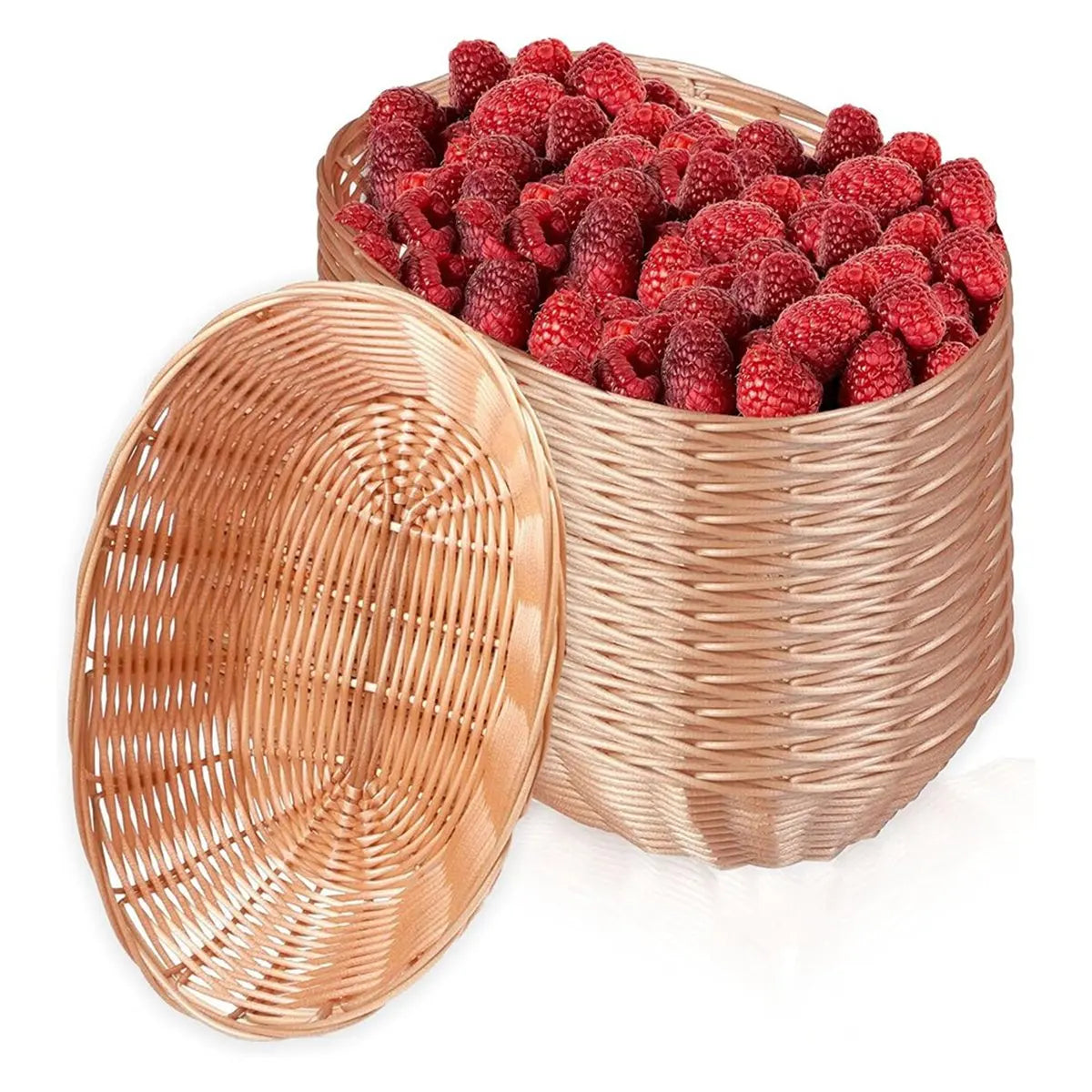 paniers marron clair tressés rustiques traditionnels rangement fruits légumes 16x23cm