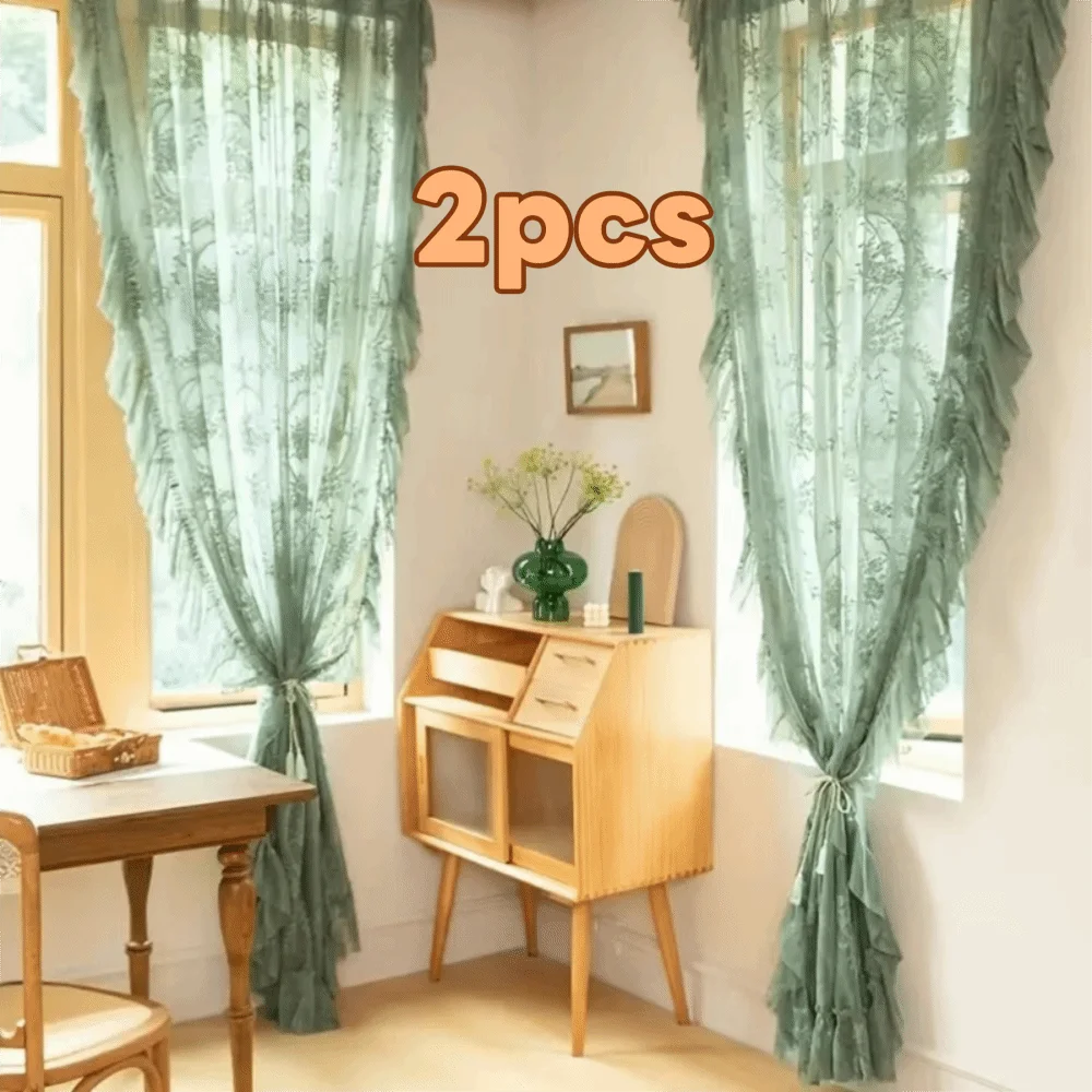 rideaux voilage floral bohème romantique shabby chic métalliques deux pièces transparents