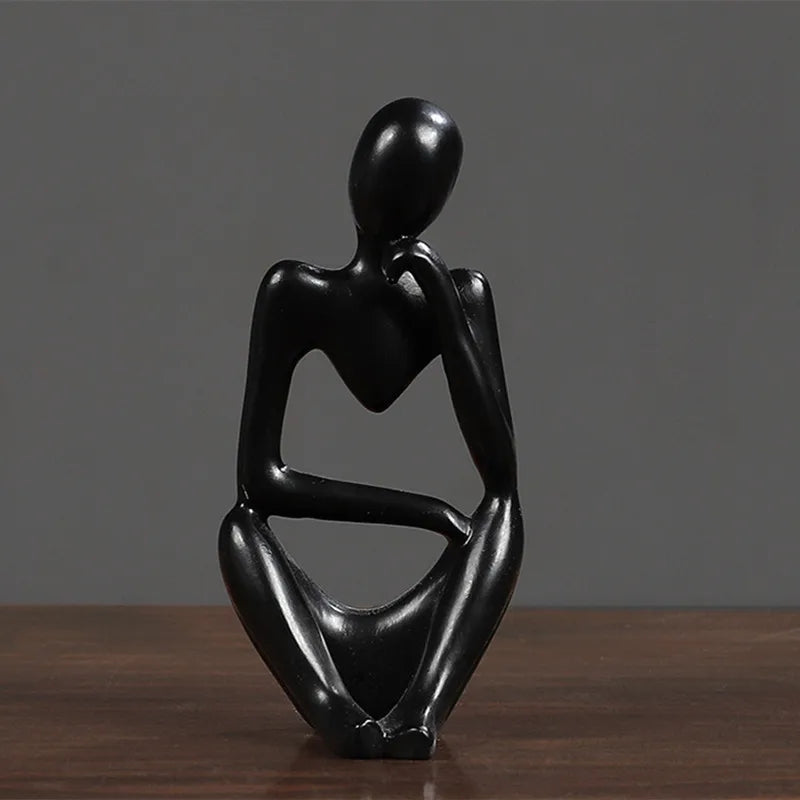 décoration intérieure moderne abstraite résine thinker statues noir doré argenté vases boisclair artworks