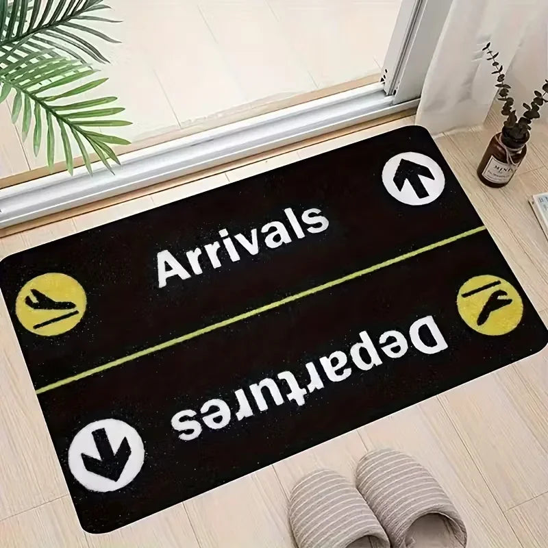 tapis sol antidérapant imperméable motif avion moderne noir beige blanc