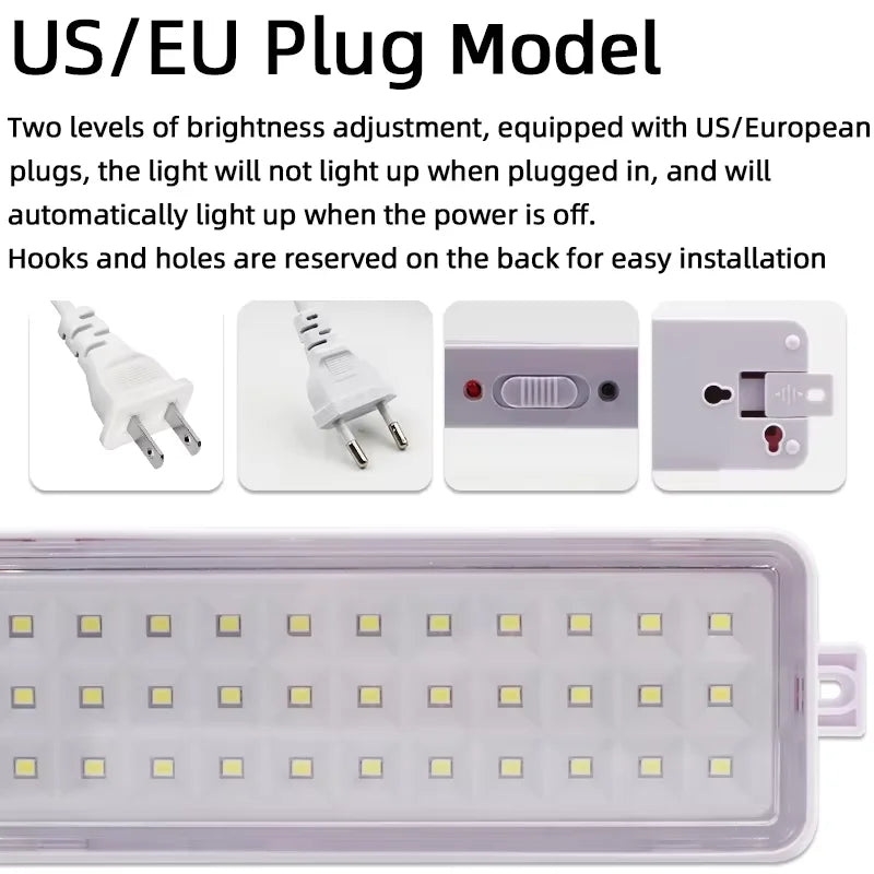 lampe d'urgence led rechargeable 30 leds blanc moderne sans fixation interrupteur batterie cable alimentation