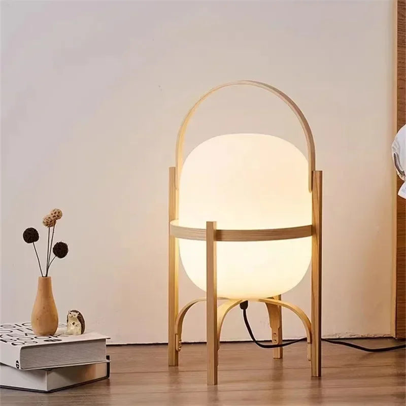 lampe table bois blanc minimaliste led interrupteur tactile chambre salon decoration moderne