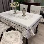 nappe table rectangulaire polyester brodé fleurs classique imperméable réutilisable blanc rose vert beige