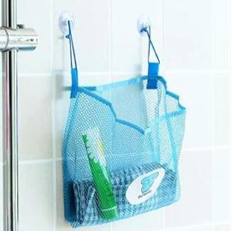sac rangement bain blanc maille fine moderne ventouses pratique