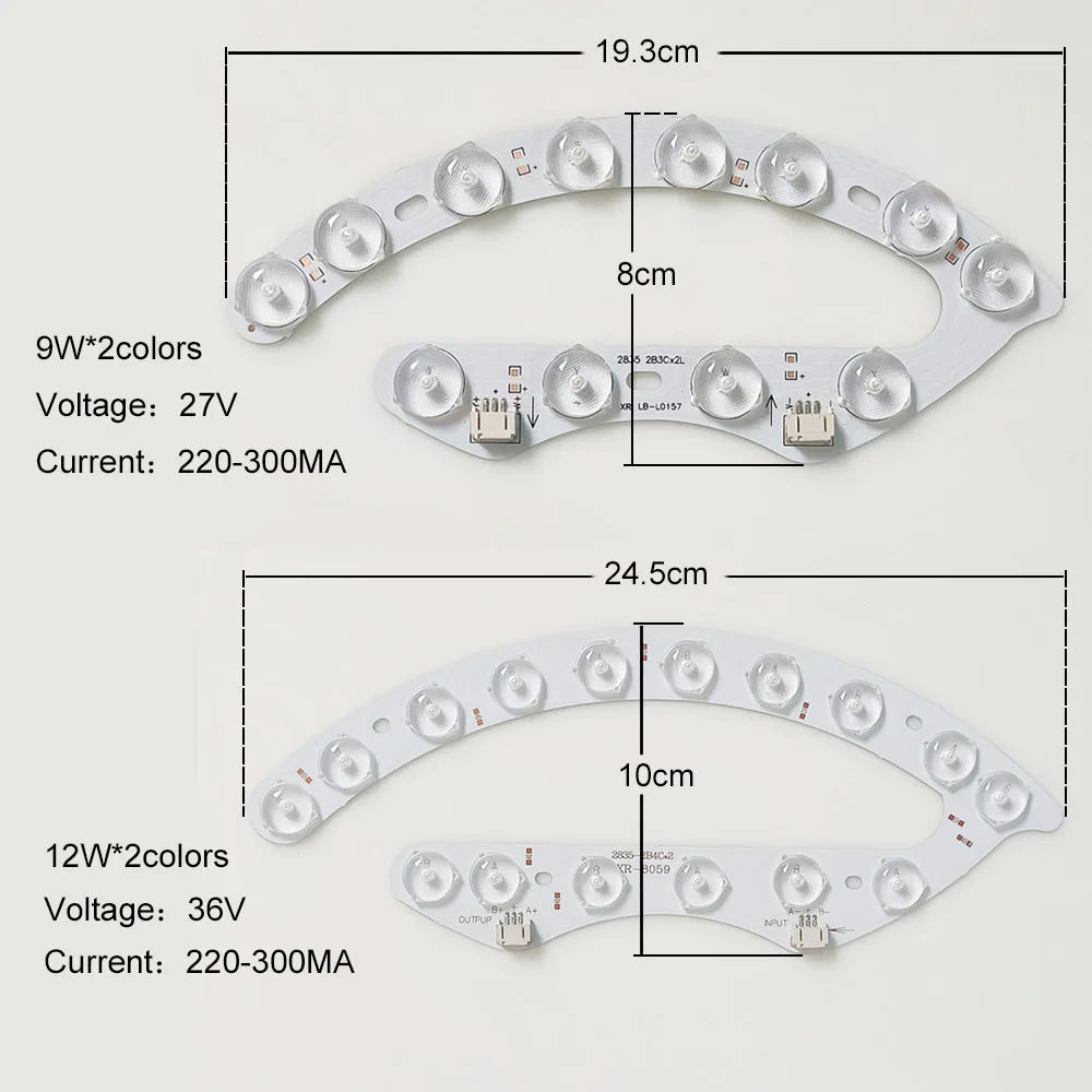bande led flexible blanc moderne connecteurs souder 12w 9w 24.5cm 10cm