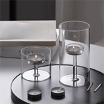 bougeoir transparent moderne bougie allumettes pied central table fête