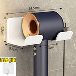 support mural moderne séchoir cheveux brosse crème rasoir fixé adhésif noir beige opaque