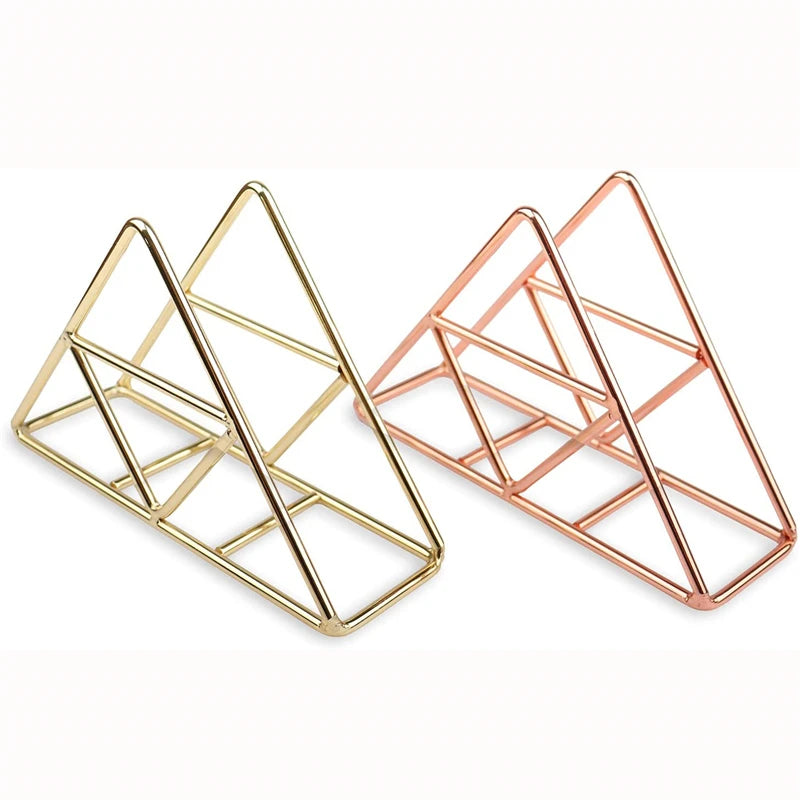porte serviettes moderne or rose gold noir argenté triangle geometrique deco table restaurant événement