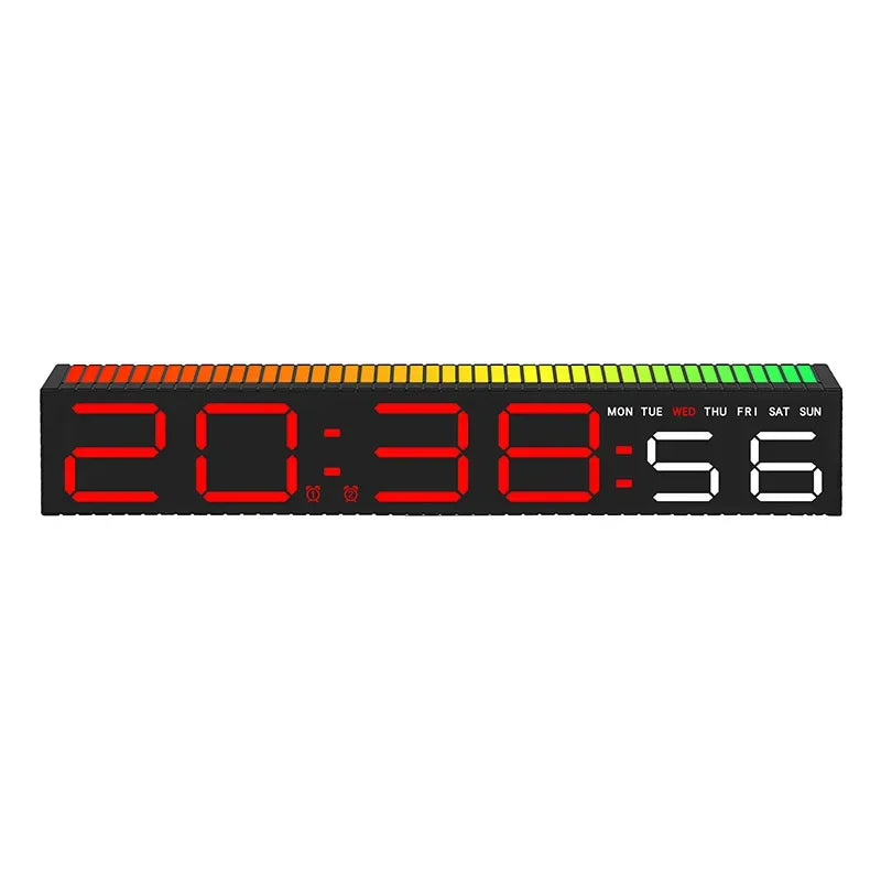 horloge led moderne réveil numérique lumière ambiance barre rythmique couleur réglable