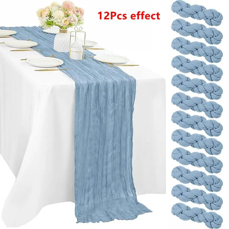 ruban table vert olive crêpe plissé classique élégant imperméable réutilisable mariage fête banquetôtelextérieur 90x180cm