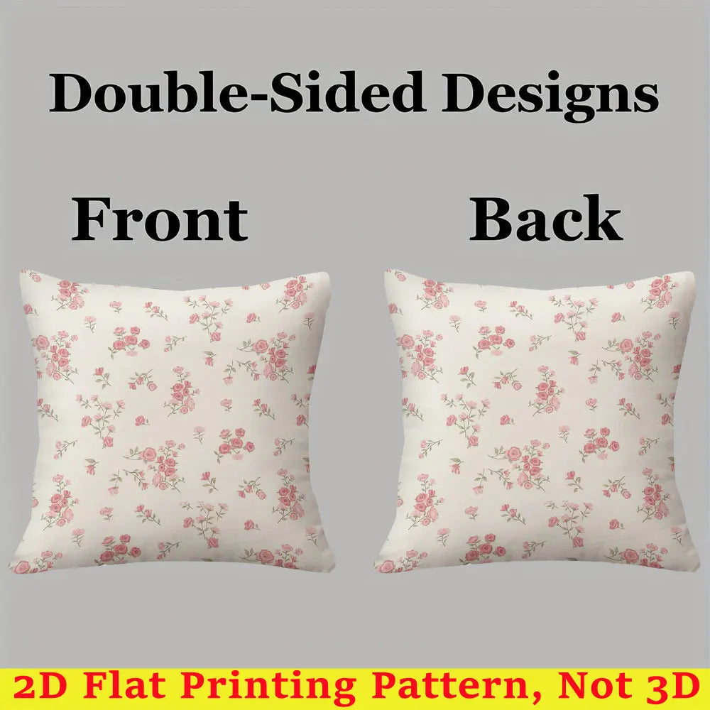 housse coussin carré fleurs roses vintage 45cm 45cm polyester opacité non toxique fixations