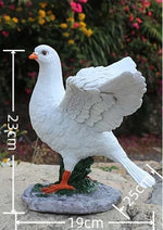 statues pigeons blancs relief plumes mousse artificielle base rocher extérieur intérieur ornement animal decoration