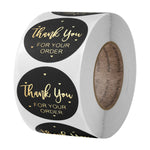autocollants merci votre commande noir rose doré transparents élégants cœurs écriture manuscrite lot 50
