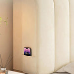 tête lit moderne velours uni beige clair adhésif poche smartphone grande tailleversiblewasher