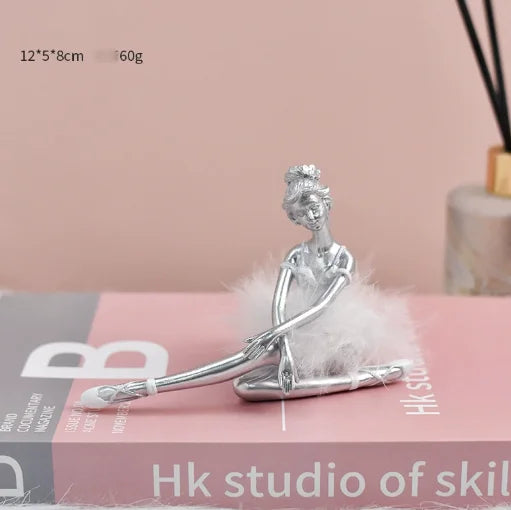 figurine danseuse résine argent doré blanc plume robe mariage anniversaire noël valentin