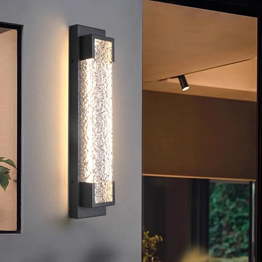 applique murale moderne acier inoxydable noir translucide ip65 led extérieure fixée 48cm 60cm 90cm
