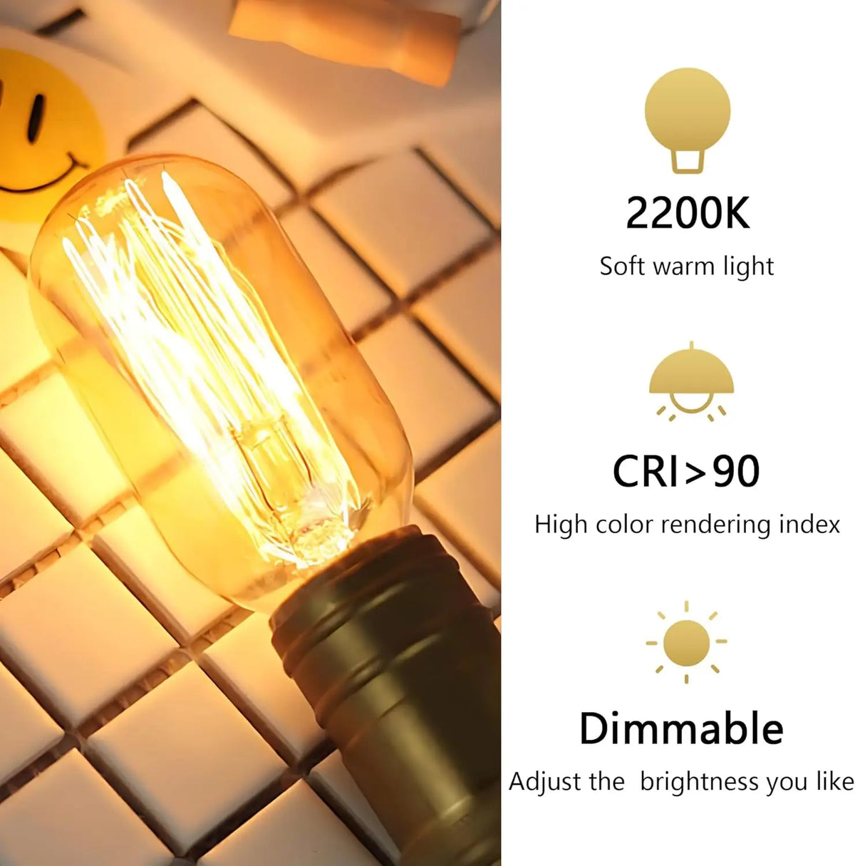 ampoule led filament transparente dorée vintage e27 45mm 115mm 249lm 10000h