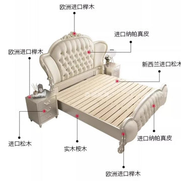 lit matelas large beige clair tufté ornements sculptés classique baroque tête lit sommier moderne
