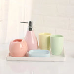 ensemble accessoires salle bain porcelaine moderne distributeur savon gobelet porte brosse dents