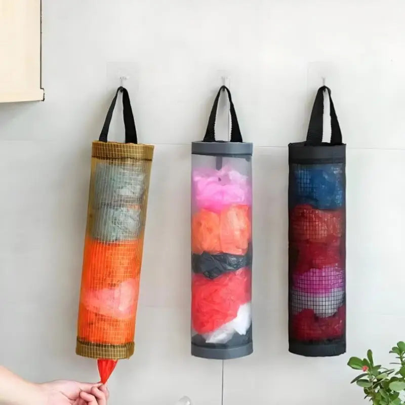 sacs poubelle suspendus rangement extractibles cuisine courses rangement couvre chaussures orange gris violet vert