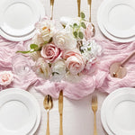 ruban table rose clair ondulé décoration table mariage festif maison