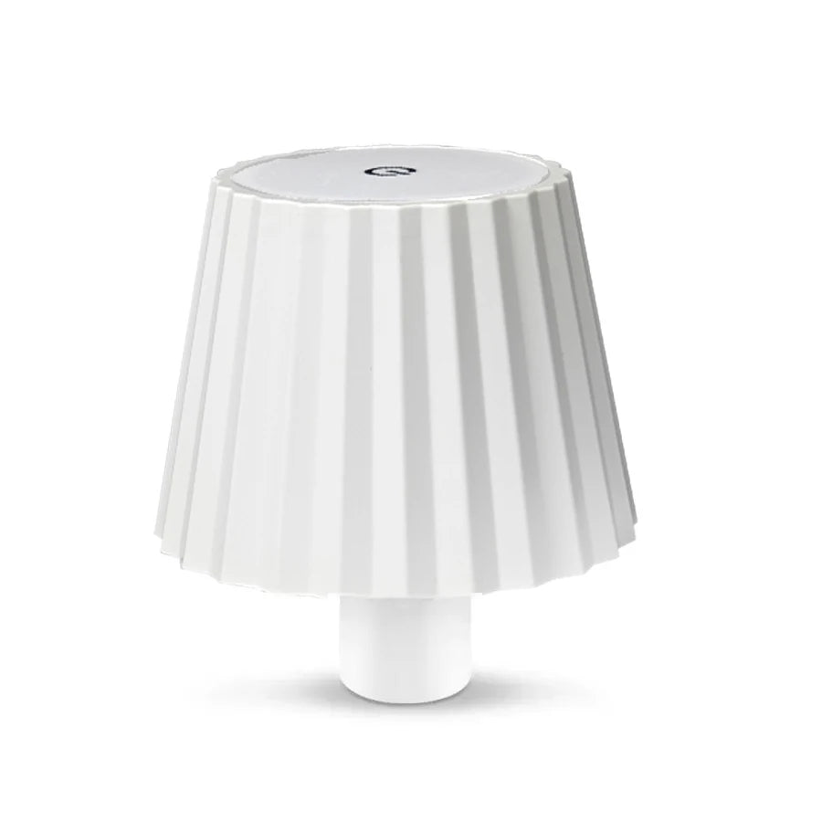 lampe table moderne bleu noir blanc rayures verticales abat jour base rechargeable led 5w