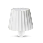 lampe table moderne bleu noir blanc rayures verticales abat jour base rechargeable led 5w
