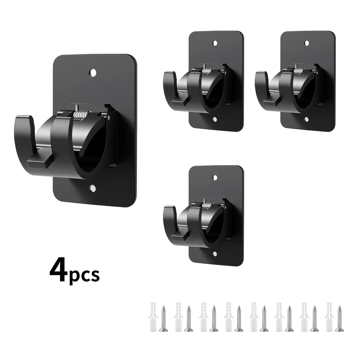 supports adhésifs rideaux vis fixations murales noirs modernes tiges incluses facile