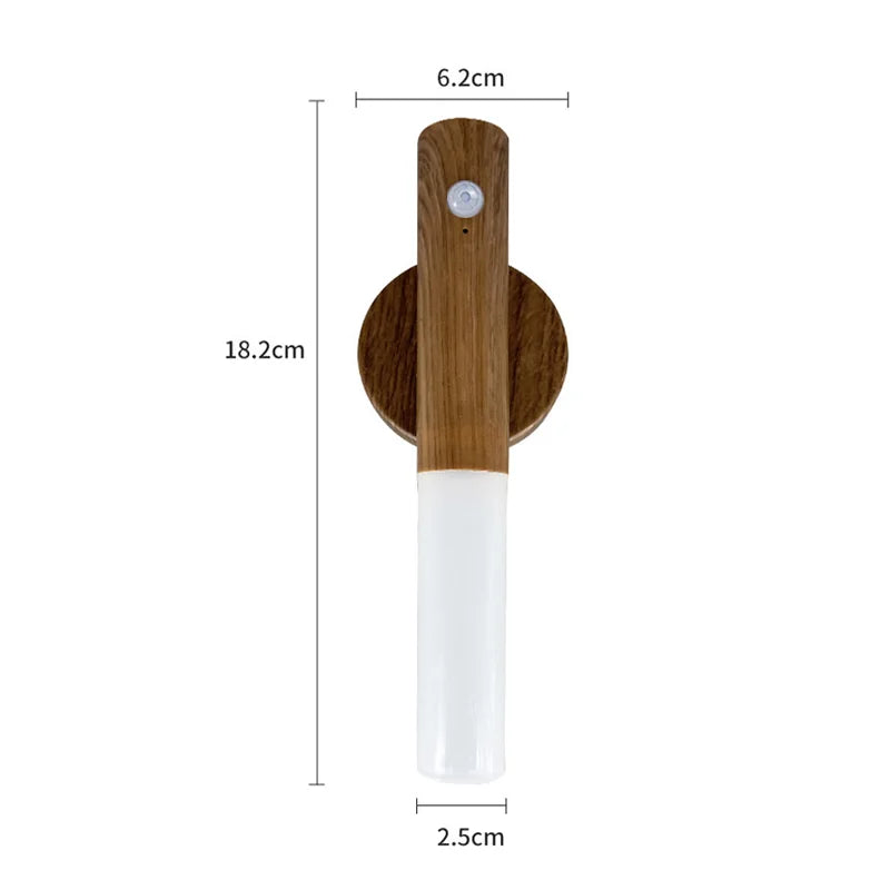 lampe nuit détecteur mouvement rechargeable usb blanc noir bois moderne minimaliste translucent fixe aimant
