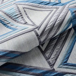 rideau moderne bleu gris blanc motif géométrique triangles opacité salon chambre fenêtre tissu polyester