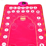 tapis prière islamique acrylique motifs géométriques kaaba moderne rose bleu marine