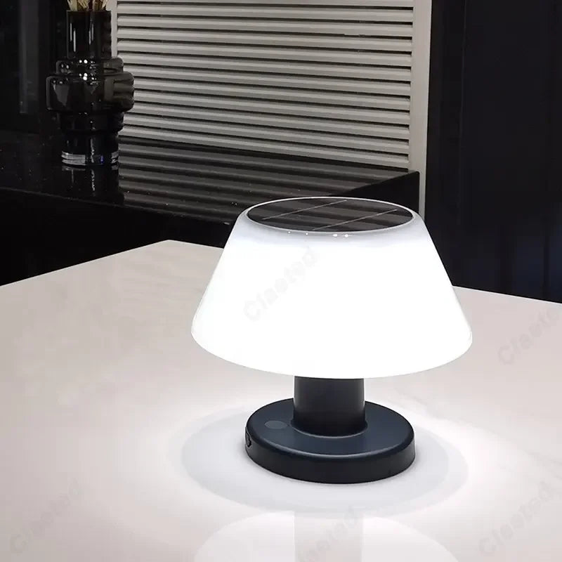 lampe solaire moderne table gris blanc rechargeable led jardinextérieur abs ip65 neutralwhite