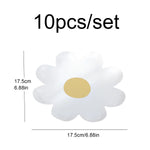 assiettes jetables fleurées anniversaire moderne enfantin blanc rose vert violet