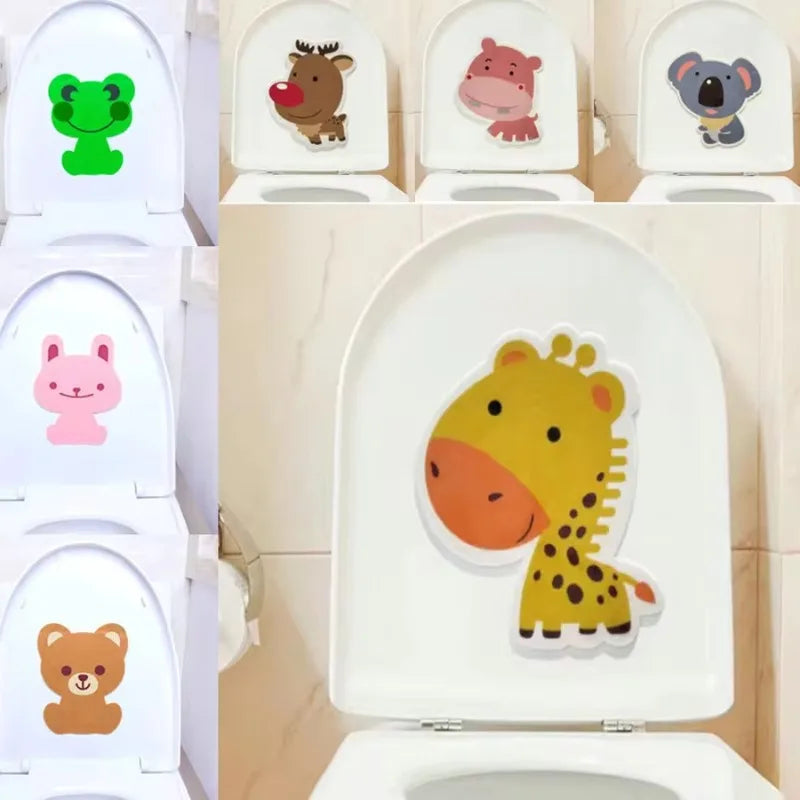 autocollants animaux cartoon girafe renne hippo koala salle bain décoration murale adhésif enfants