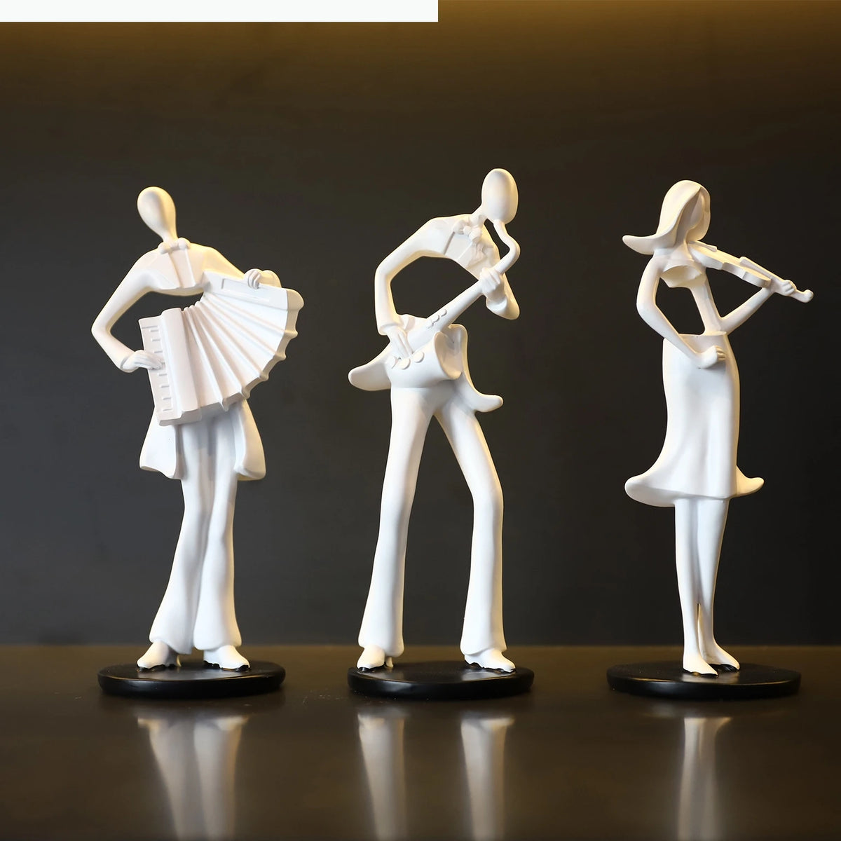figurines musicales or blanc modernes violon accordéon guitare eléctrique décoration abstrait