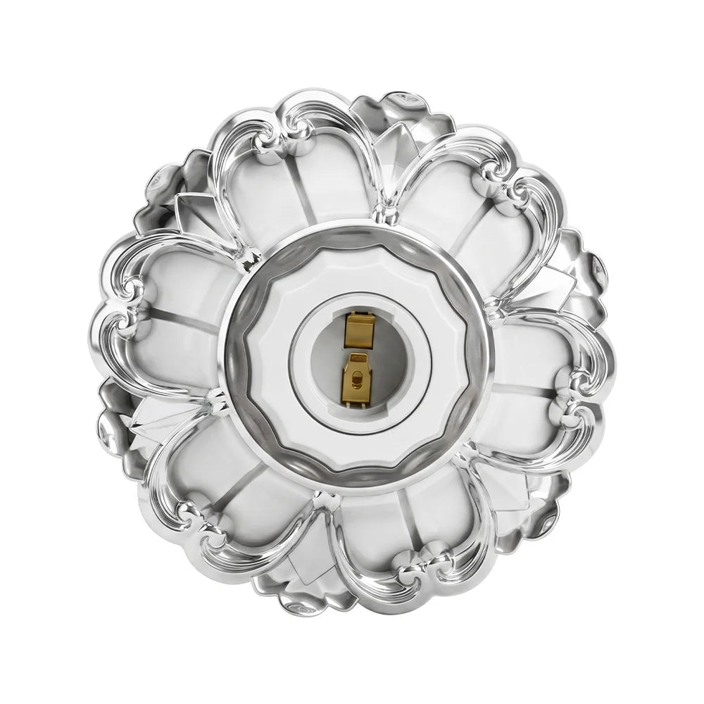 socle lampe argenté ornements floraux classique douille e27 e26 vintage support plafonnier décoration rétro