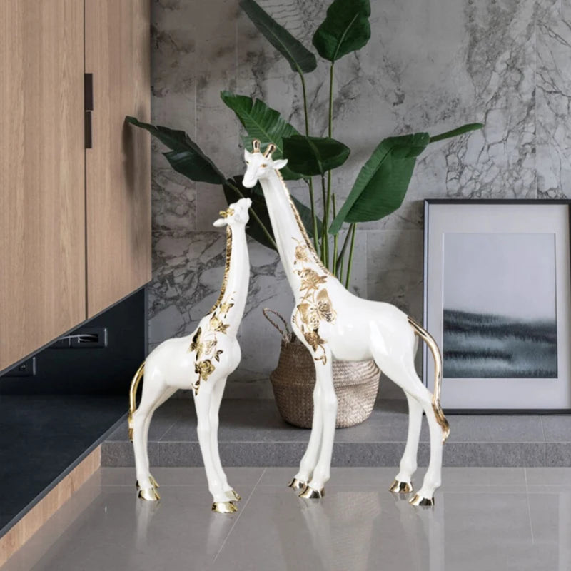 Détail sculpture girafe artisanale résine texture