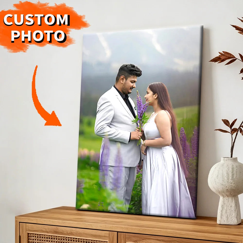 toile photo personnalisée cadre bois décoration murale maison cadeau famille amoureux objet
