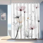 rideau douche polyester moderne fleurs stylisées feuilles pastel washable élégant