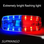 lampe sécurité led rouge bleue clips métalliques stroboscopique clignotante transparente moderne