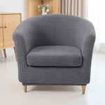 Housse fauteuil moderne beige rayures diagonales polyestère lavable machine 70 90cm haute 55 75cm