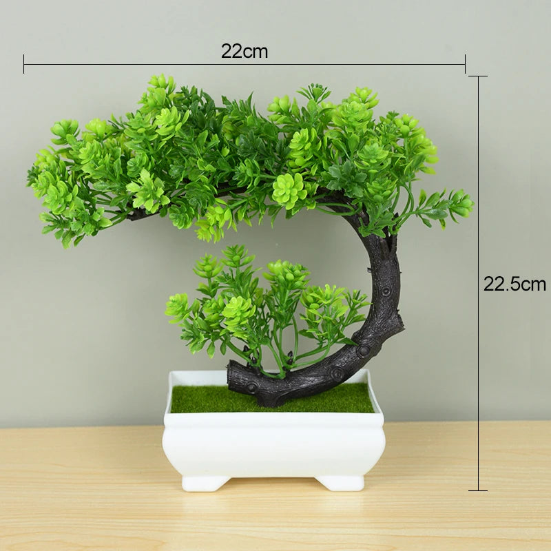 petit bonsaï artificiel plante pot blanc décoratif maison jardin fleurs roses vertes
