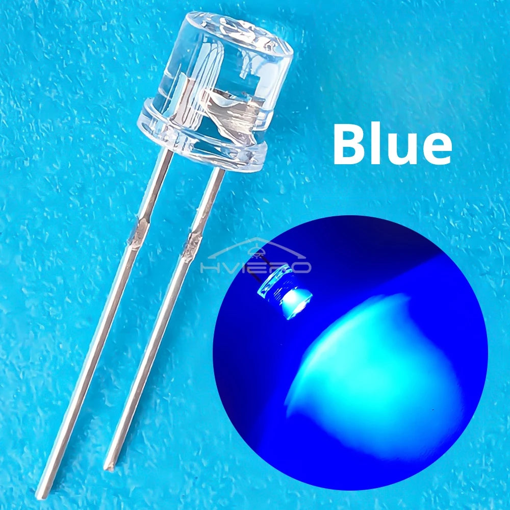 diodes led transparentes 5mm blanc rouge rose jaune bleu ultra lumineuses 20000mcd modernes 100