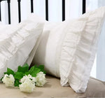 housses coussin coton dentelle volants blanc vintage lit brodé opacité inclusion simple