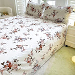 ensemble literie floral doux rose blanc orange violet vert romantique maison chambre lit