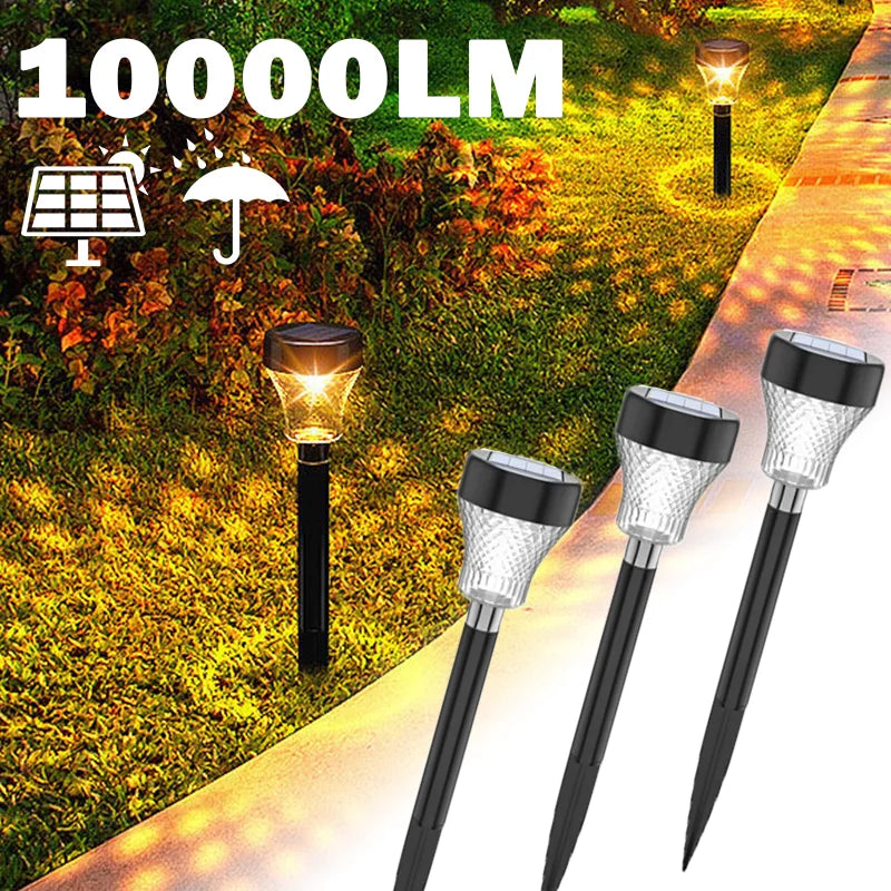 lumière solaire extérieure moderne transparente motifs géométriques noir argenté jardin ambiance chemin