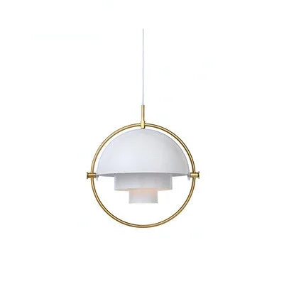 lampe suspendue métal noir doré contemporaine panneaux circulaires opaques chambre salle manger