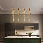 suspension lumineuse moderne or transparentes filigrane doré led câble suspendu élégante chambre salon