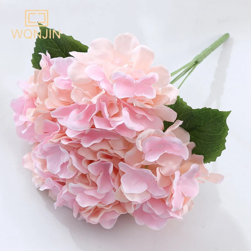 bouquet artificiel hortensia bleu rose blanc moderne vase