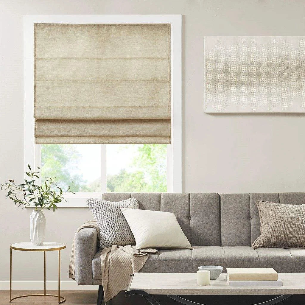 rideau store lamelles tissu beige texture lin moderne opacité sécurité uv puits lumière horizontal